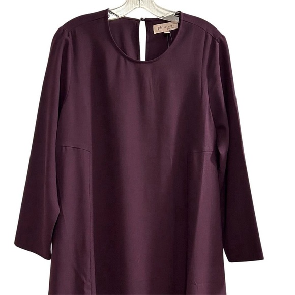 Philosophy Women's Long Sleeve Purple Knee Length Shift Dress Size L - Picture 2 of 12